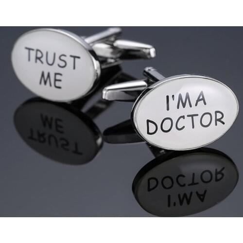Brand new high quality doctor cuff link fashion suit brand jewelry white angel cuff link mens business shirt badge pin gift