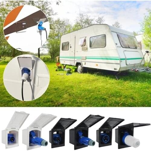 New Arrival 16A/32A 220V-240V RV Camper External Flush Hook Up Waterproof Plug Socket RV Power Interface Accessories
