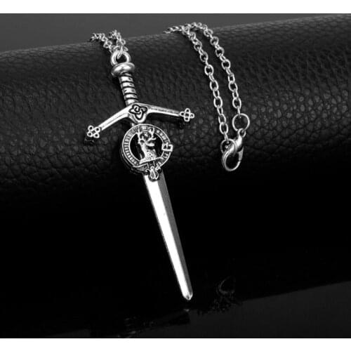 Outlander TV Jewelry Vintage Accessories Link Chain Necklace Deer Sword Pendants Charms Necklace Colar