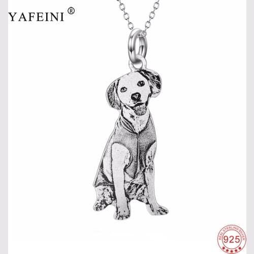 Lovely Personalized Animal Pet Dog Pendant 925 Sterling Silver Choker Necklaces Custom Name & Photo Statement Necklaces