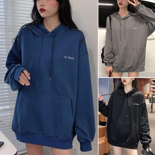 Harajuku Casual Oversized Hoodie Letter Print Autumn Hooded Sweatshirt Women Winter Pullover Lady Streetwear
