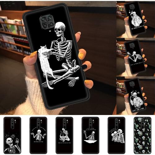 Shockproof Phone Case For Xiaomi Redmi Note 9S 9 10 8 Pro 7 8T 9C 9A 8A 7A K40 6 6A Soft Cover TPU Funda Black Cool Skull Coque