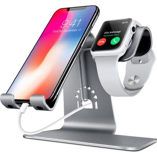Factory direct sales two-in-one aluminum alloy bracket is suitable for Apple watch mobile phone charger desktop QI fast charge