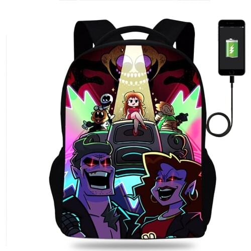 New Friday Night Funkin Backpack Boys Girls School Bag Teenager USB Charging Daily Travel Backpack Student Schoolbags Mochila