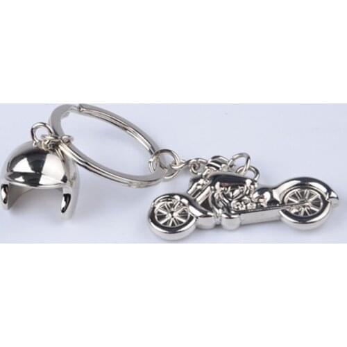 Silver Color Metal Motorcycle With Helmet Keychain For Men Motors Charms Key Chain On Bag Car Trinket Souvenir Party Gift
