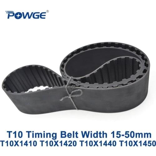 POWGE T10 Synchronous timing belt C=1410/1420/1440/1450 Width 15/20/25/30/40/50mm Rubber T10X1410 T10X1420 T10X1440 T10X1450