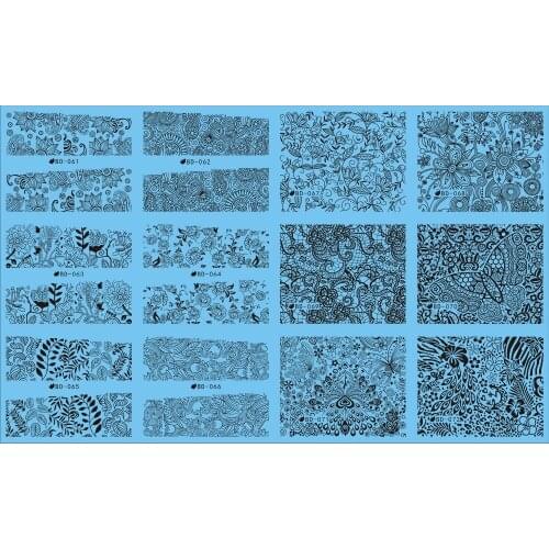 UPRETTEGO 12 PACKS / LOT NAIL ART WATER DECAL SLIDER STICKER BLACK PEACOCK FEATHER VINE UNDERGROWTH CIRRUS BD061-072