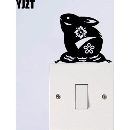 YJZT Rabbit Animal Wall Switch Sticker Home Room Decor Cartoon Vinyl Decal Pattern S19-0776