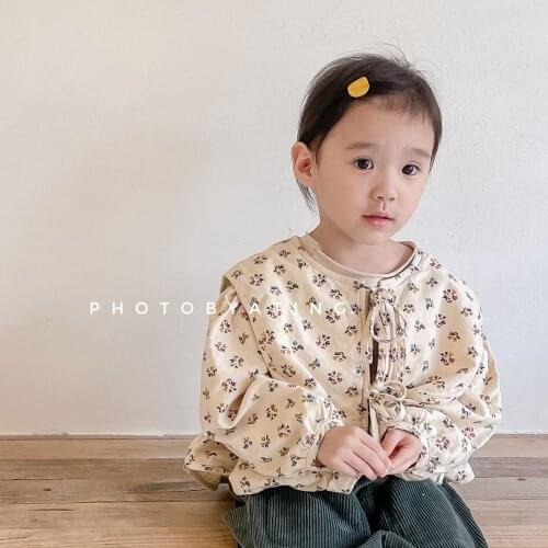 2021 Korea style girls floral shirt full sleeve autumn cotton girls blouse kids clothes 1-7 years
