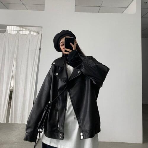 2020 Autumn short Leather Jacket Women Jacket locomotive PU Leather Jacket Tide brand locomotive Clothing Fashion Leather Jacket