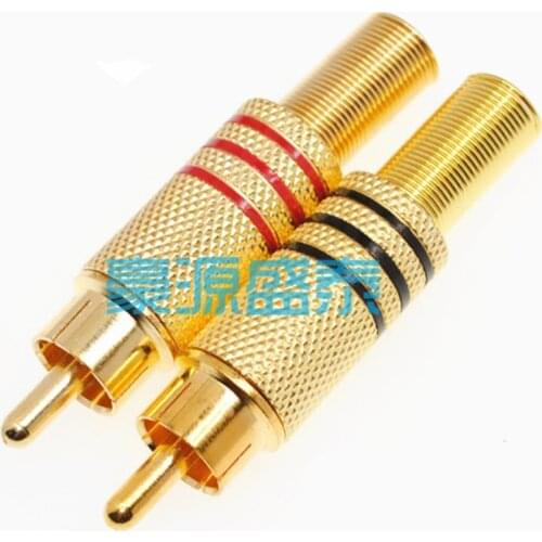 Gold RCA Male Plug Connector Red/Black For Audio/Video CCTV Camera Accessories