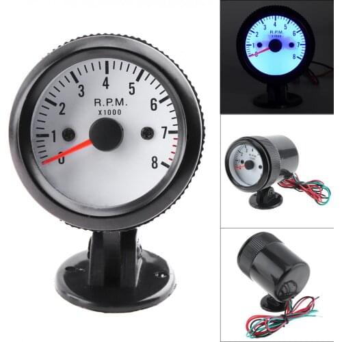 1pcs 8020BL 2" 52mm 12V Blue LED 0~8000RPM Tachometer Tach Gauge Meter with Sensor Suitable for Car / Boat / Truck / ATV