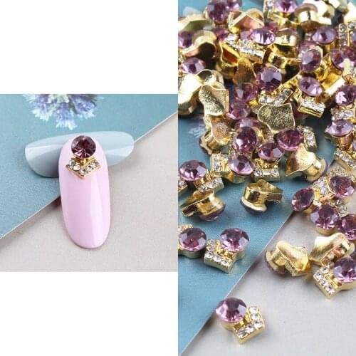 100Pc Nail Alloy Crystals Gemstones Charms Nail AB Pendant Gold Flatback Charms Rhinestone DIY Nail Art Ornament Jewelry M0BZY88