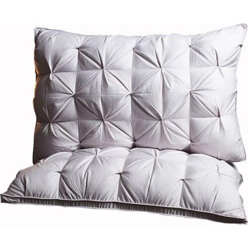 2018 high quality designer exclusive style 3D rectangle white goose/duck feather down pillows down-proof cotton bedding pillow