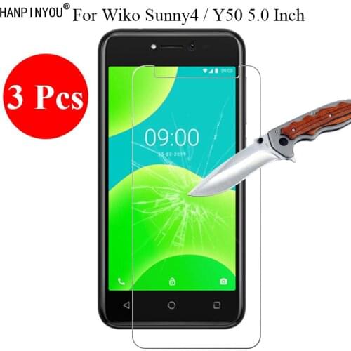 3 Pcs/Lot New 9H 2.5D Tempered Glass Screen Protector For Wiko Sunny4 / Y50 5.0" Protective Film + Clean Tools