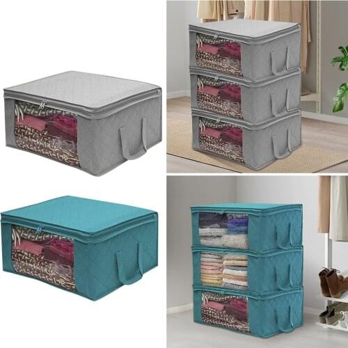 New 3PCS Storage Bag For Clothes Blanket Portable Non-woven Folding Clothes Pillow Quilt Blanket Storage Box Organizer