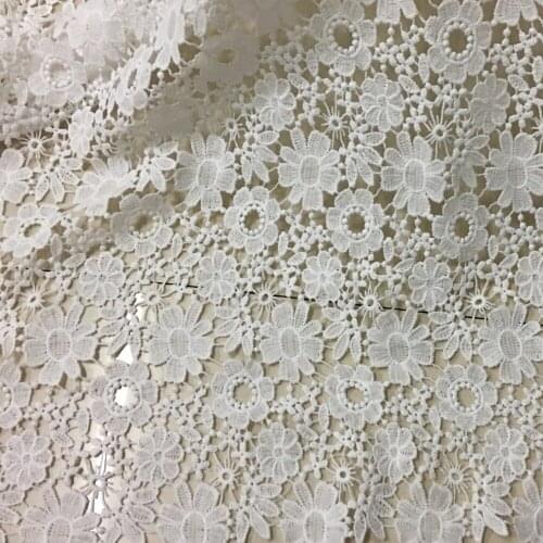 5Yards New Arrival White Nigerian Lace Fabrics Guipure Lace Fabric 2018 High Quality African Cord Lace For Wedding Dresses