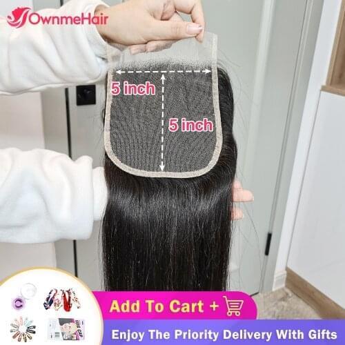 Brazilian Straight HD Lace Closure Frontal 5x5 Lace Closure Human Hair Closure Pre Plucked With Baby Hair Human Hair Closure