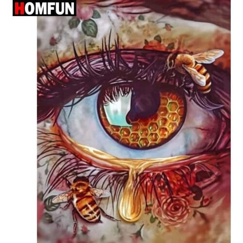 HOMFUN Full Square/Round Drill 5D DIY Diamond Painting "Eye bee flower" 3D Diamond Embroidery Cross Stitch Home Decor