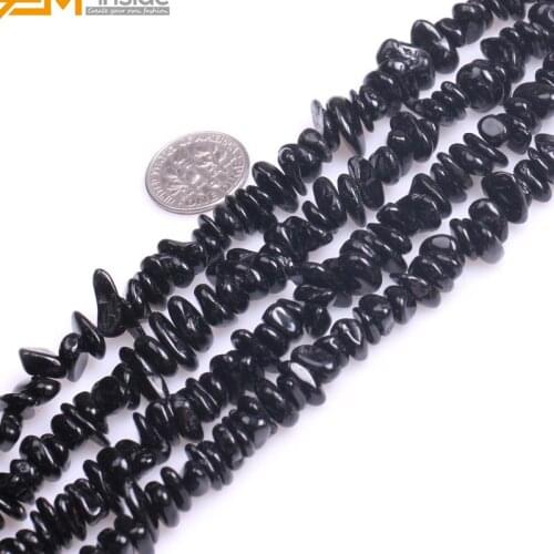 Gem-inside 7x13mm AAA Grade Natural Freeform Chips Black Tourmaline Beads For Jewelry Making Beads Bracelet 15inch DIY Jewellery