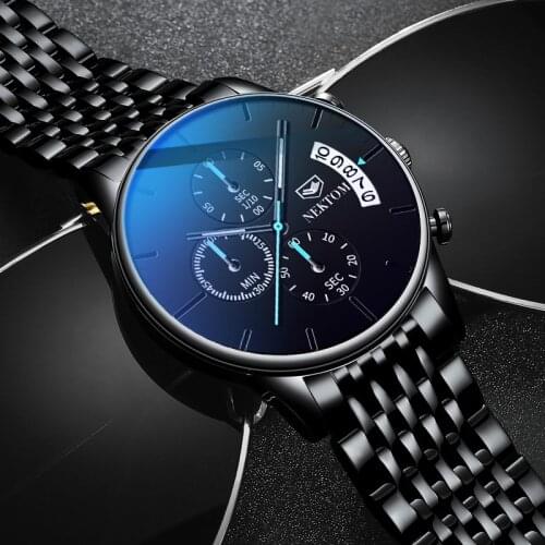 NEKTOM Fashion Business Watches Luxury MenS Stainless Steel Quartz Watch Man Wristwatch Military Sport Clock Relogio Masculino