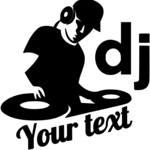Black/Sliver DJ Music Text Vinyl Decal Sticker for Cars Motorcycle Bumper Car Window Car Stylings C255