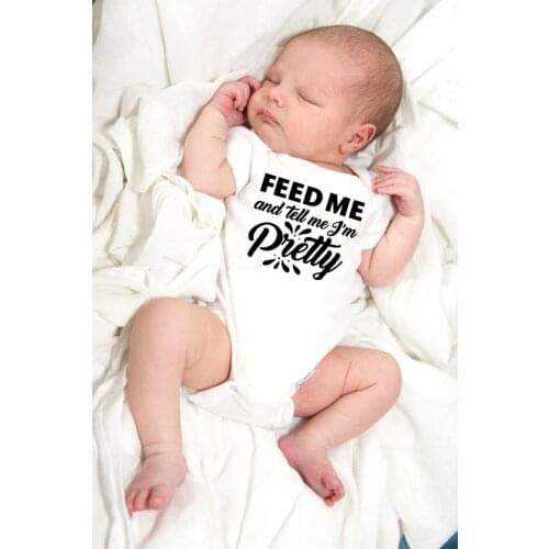 Feed Me and Tell I'm Pretty Summer Funny Nweboen Baby Short Sleeve Romper Clothes Infant FashionBoy Girl Jumpsuit Outfit