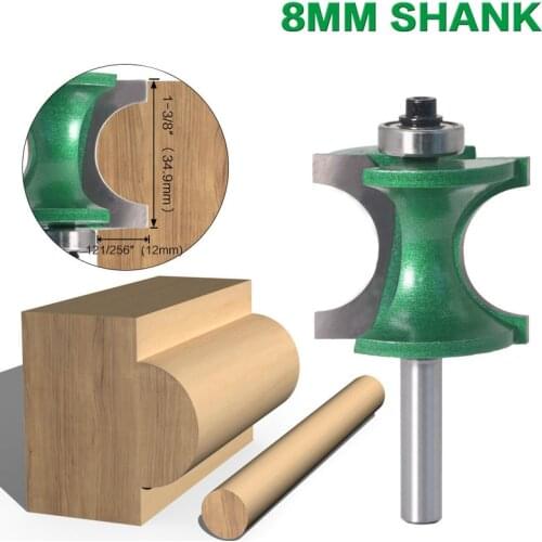 1PCS 8mm Shank Bullnose Half Round Bit Endmill Router Bits Wood 2 Flute Bearing Woodworking Tool Milling Cutter