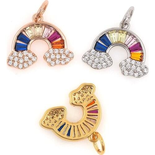 CZ Rainbow Pendant, Arch Bridge Necklace, Color Bracelet, New Fashion Jewelry, Multicolor Neon Pendant 15.3x14.3x2.1mm