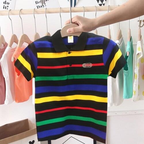Summer Sports Kids Boys Polo Shirt Fashion Baby Boy Striped Shirt Tops 8-14 Years Boys Shirts Children Clothes