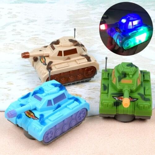 Mini Electric Toy Tank Model Flashing LED Light Music Sound Light-up Vehicles