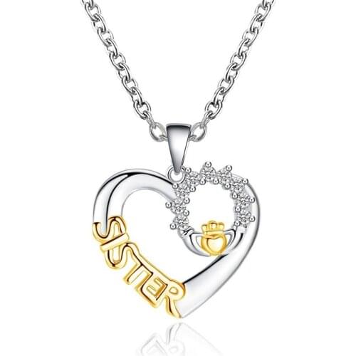 Fashion Pendant Sister Necklace Creative Love SISTER Micro-Set Zircon Clavicle Chain Personality Wild Necklace Girlfriend Gift