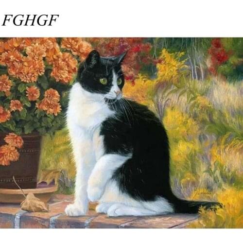 FGHGF Frameless Picture Cat Painting By Numbers Home Decor DIY Oil Painting By Numbers On Canvas Home Decoration