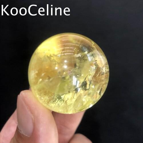 3.5-4cm Natural Crystal Clear Quartz Citrine Sphere Energy Ball Reiki Stone Home Office Aquarium Decoration Accessories Gemstone