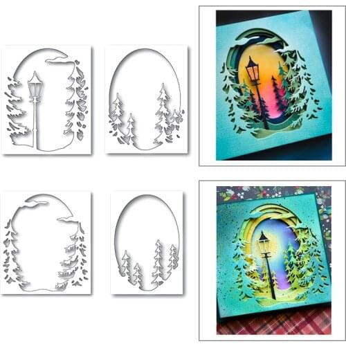 2020 New Christmas Tree Forest Street Lamp Metal Cutting Dies For Cut Paper Craft Making Background Card Scrapbooking NO Stamps