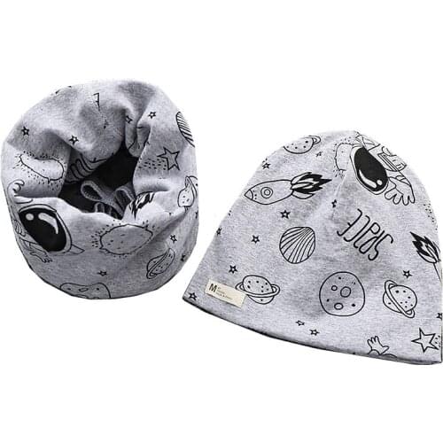 New Winter Children Scarf Hat Sets Cartoon Baby Boy Head Cover Spring Warm Neck Collar Kids Beanies Cap Set Cotton Children Hat
