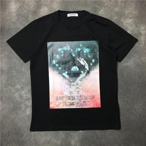 Punk New Men High Fashion T Shirts From Moon To the Heart T-Shirt Hip Hop Skateboard Street Cotton T-Shirts Tee Top #G48