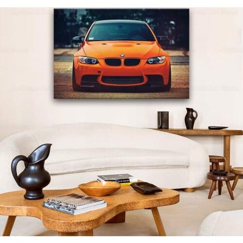 Posters and Prints Racing Car BMW M3 Orange Eyes Muscle Hot 20x30 24x36IN Art Poster Canvas Painting Home Decor