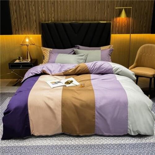 Multi Color Vertical Striped Patchwork Duvet Cover Set 100%Cotton Ultra Soft Twin Queen King size Bedding set Fitted/Flat Sheet