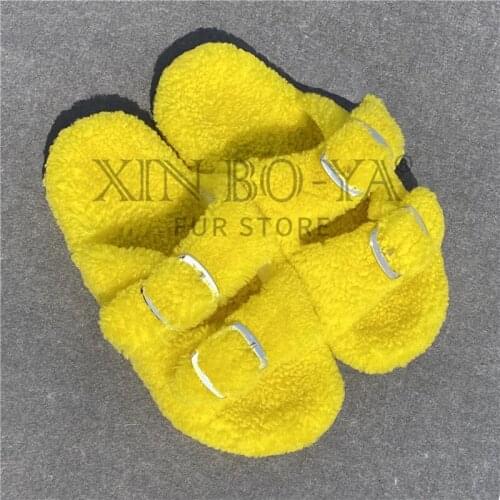 Women Luxury Designer Shoes Casual New Style 100% High Quality Wool Slippers Casual Flat Fluffy Home Indoor Outdoor Sandals