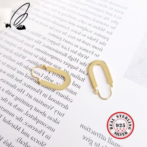 Real 925 Sterling Silver Letter U Hoop Earrings Gold Frosty Style Simple Wild Elegant Chic Female Earing Silver Fashion Jewelry