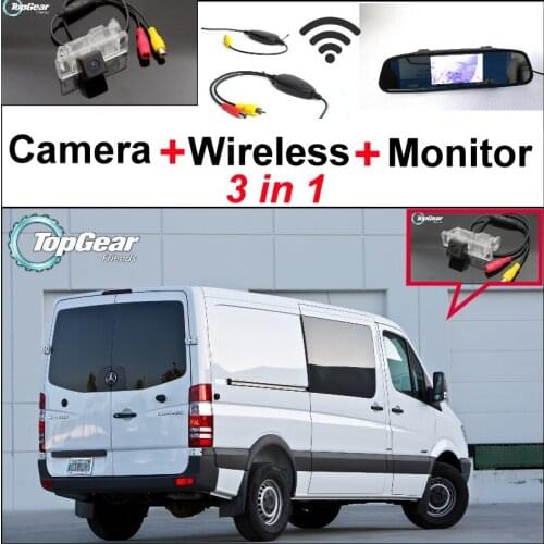 3 in 1 Special Camera + Wireless Receiver + Mirror Monitor Rear View Back Up Parking System For Mercedes Benz For Dodge Sprinter
