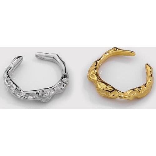 ONLY 1PC Authentic 925 Sterling silver Irregular Texture Ear-Bone Cuff Clip Earrings (No pierced) C-F21081302