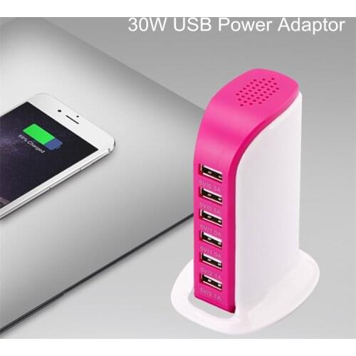 6Ports 30W USB Charger for Phone Tablet USB Charger Phone Desktop Rapid Charging Station Extension Socket EU UK AU Plug