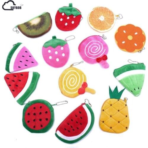Kawaii Fruits Plush Wallet woman Mini Coin Purse Zipper Small Change Wallet Women Money Bag Girl Bag Mini Short Coin wallet wall
