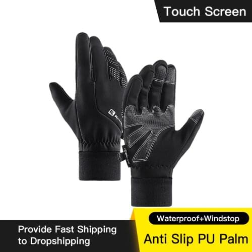 Winter Leather Cycling Running Gloves Windstop PU Design Glove for Men and Women Bicycle Riding Gloves Outdoor Sports