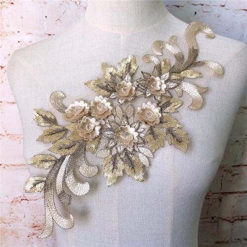 1Pc 39X15cm 3Colors Delicate 3D Wedding Veil Head Ornaments Lace Applique Lace Trim Dress DIY Lace Accessories Wine Red,Gray