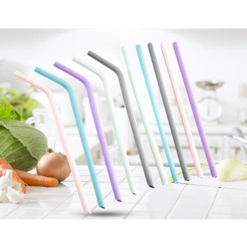 100pcs/lot Reusable Silicone Drinking Straws Set, Extra Long Flexible Straws for 20 oz Tumbler Bar Party Straws