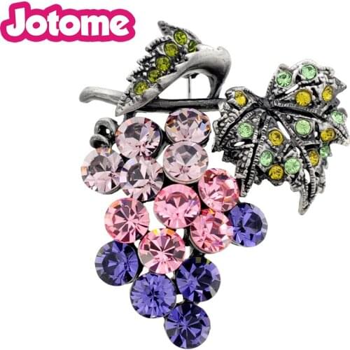 100pcs/lot Multicolor Grape Fruit Crystal Pin Brooch