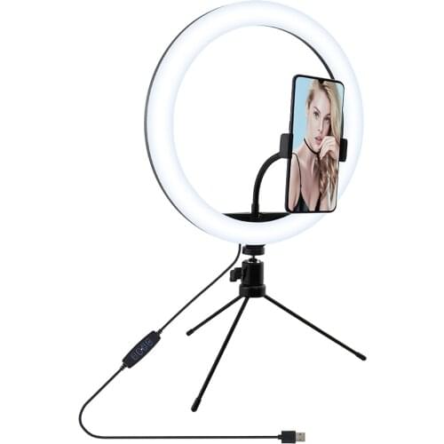 13'' LED USB LED Lamp Ring Fill Light Selfie Tripod for Makeup Youtube Live Fill Light Photography Support Phone Holder